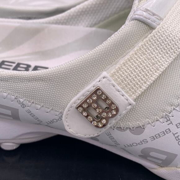 Bebe Sport White/Silver Mercury Rising Logo Sneaker (34792) Size 7.5 NEW in Box - Picture 4 of 9